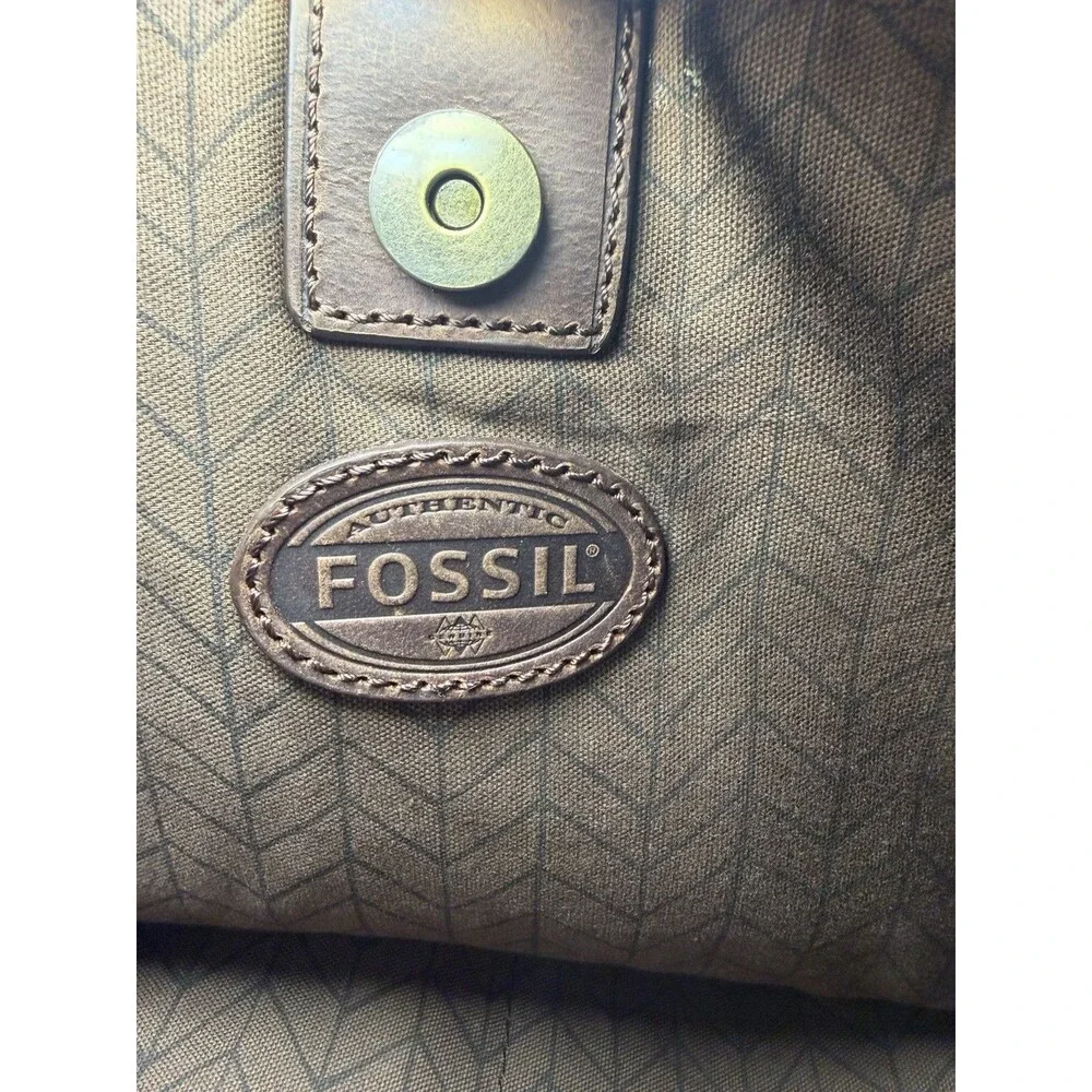 Fossil Brown Leather Messenger Bag Commuter Laptop Briefcase Dallas Cowboys